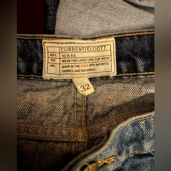 Current/Elliott The Stiletto Size 32 Made in USA Distressed Crop Jeans - Picture 3 of 4